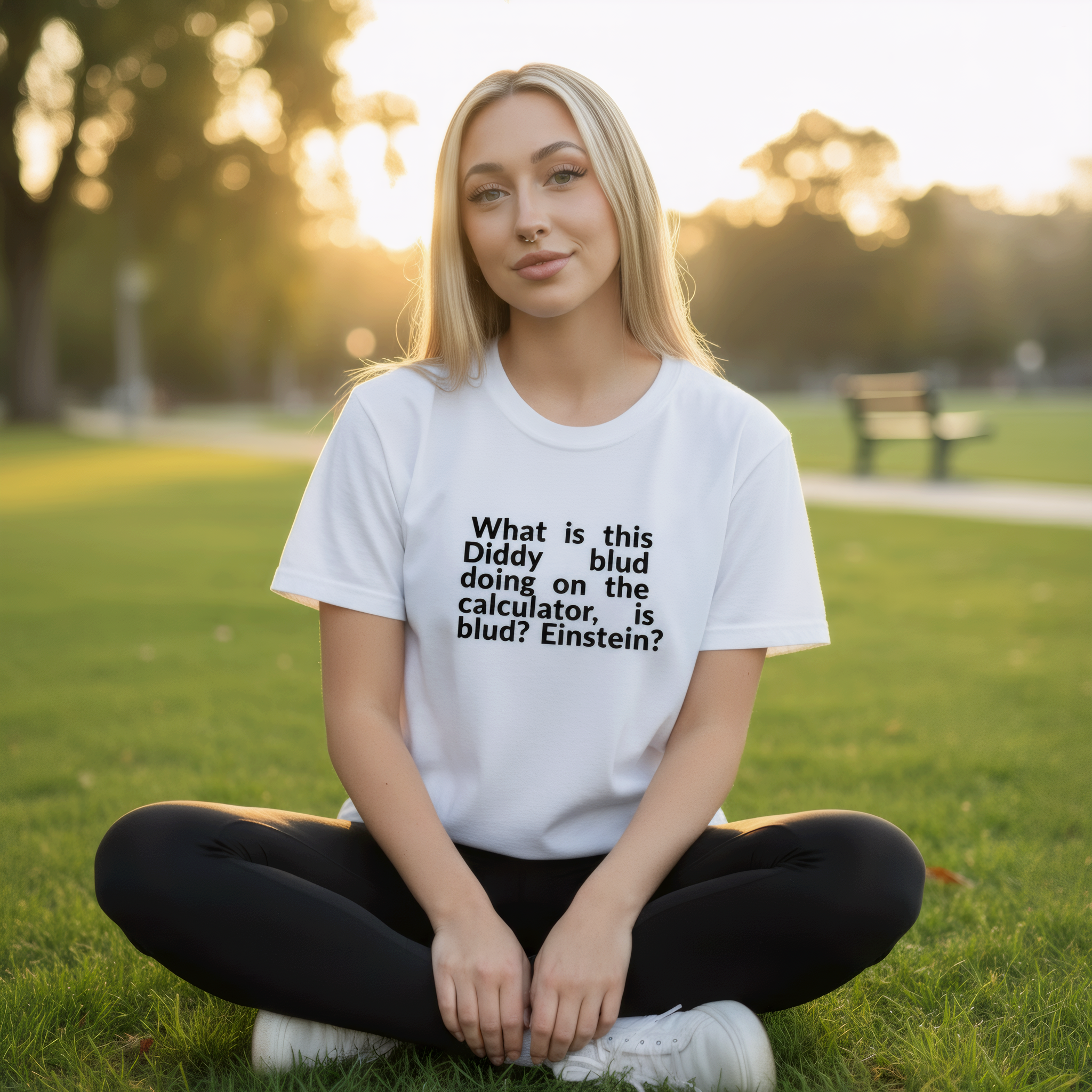 WHAT IS THIS DIDDY BLUD DOING ON THE CALCULATOR, IS BLUD? EINSTEIN? T-SHIRT (100% RING-SPUN COTTON) Funny Tee, Unisex